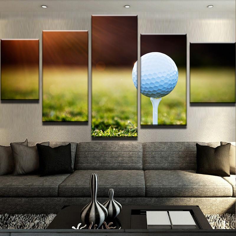 Framed 5 Panels Golf Sunset Print Canvas Painting Wall Art ...
