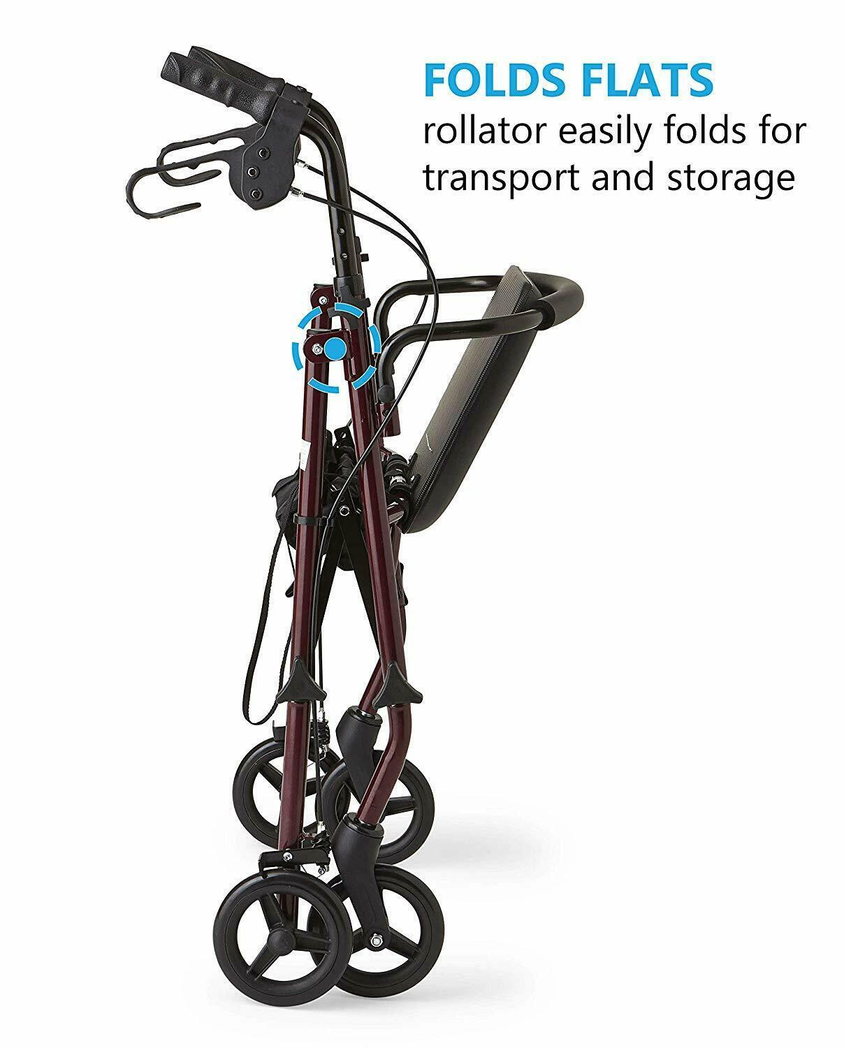 Medline Extra Wide Heavy Duty Bariatric Rollator Folding Rolling Walker