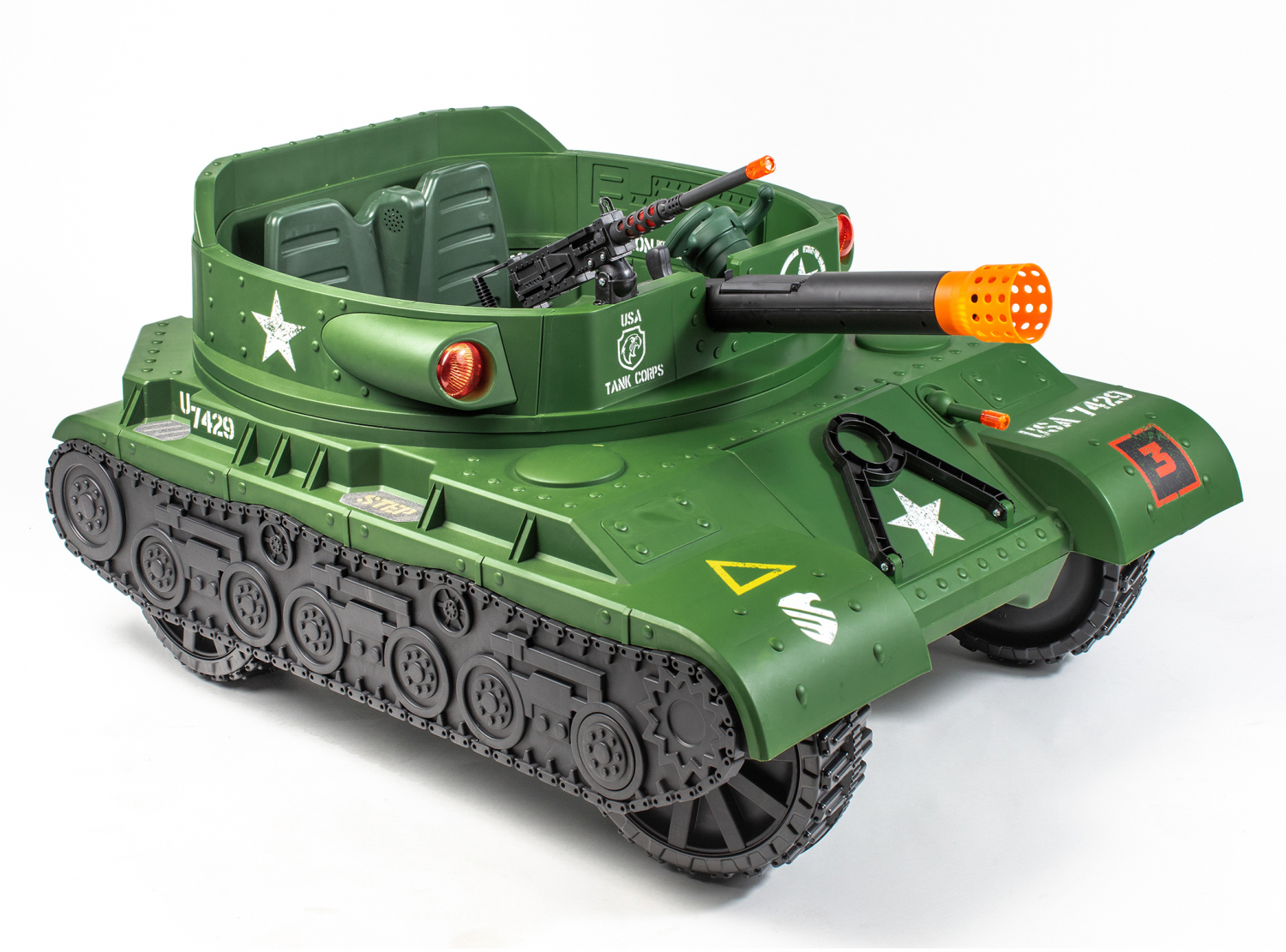 Kids Battle Tanker RideOn Thunder Tank With Working Cannon Rotating