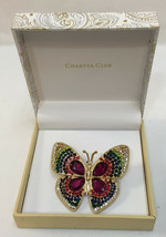 Brooch Pin Butterfly Charter Club Colorful Rhinestones Pink Faceted Ston... - $18.76