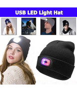 USB LED Beanie Hat Head Light Lamp Knit Warm Cap Rechargeable Outdoor Fo... - $15.84