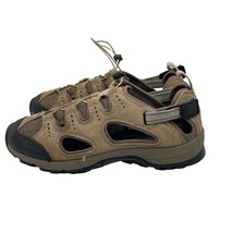 Lands End Mesh Leather Hiking Water Shoes Sandals Brown Straps Mens Size... - $26.72