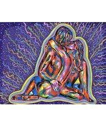 Celebration Of Love Nude couple man woman abstract original art painting - $39.99