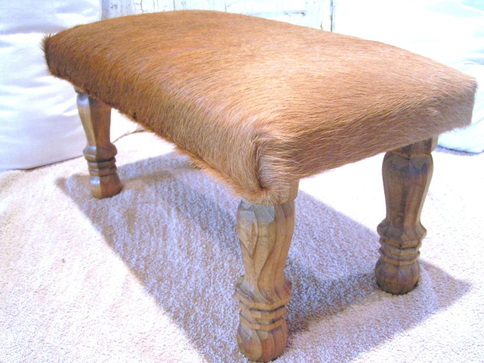 LARGE Cowhide Footstool Western Furniture Stool 0416 bz Ottomans, Footstools & Poufs