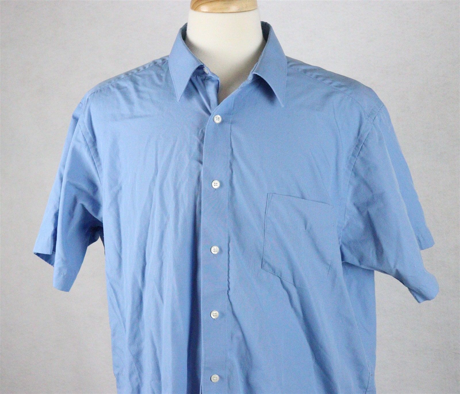 David Taylor Mens Blue Short Sleeve Shirt Size 17 1/2 - Casual Shirts