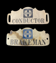 Vtg Santa Fe Railway Railroad Conductor Brakeman Badge Hat Plate Pin Button image 2