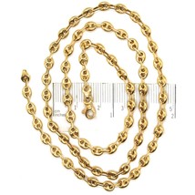 18K YELLOW GOLD BIG MARINER CHAIN 4 MM, 24 INCHES, ITALY MADE, ROUNDED NECKLACE image 2