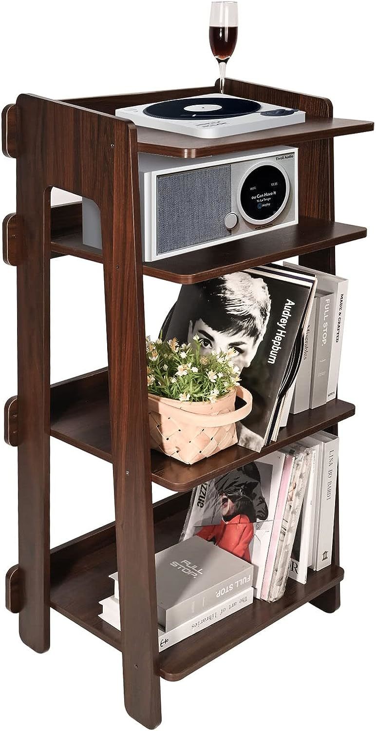 MYOYAY 4Tier Record Player Stand Vinyl Record Storage Solid
