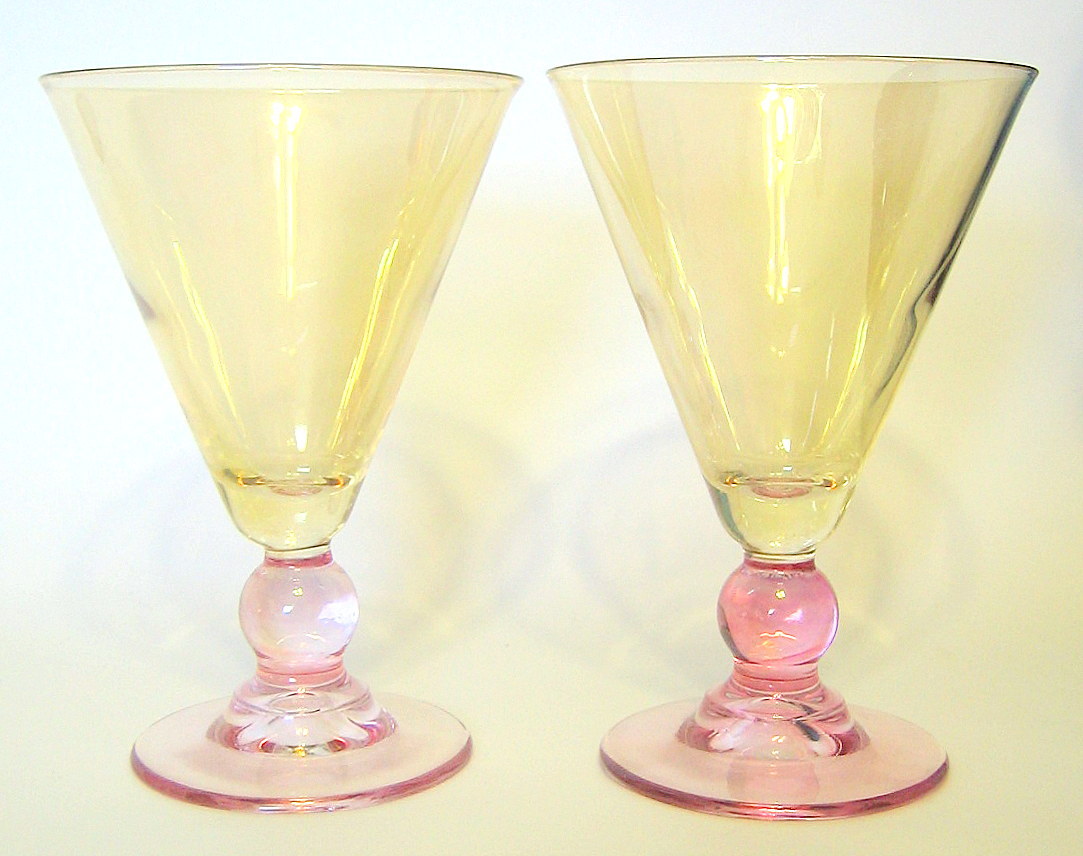 Primary image for Cocktail Glasses 2 Piece Set 5 3/4 inches Burgandy and Gold