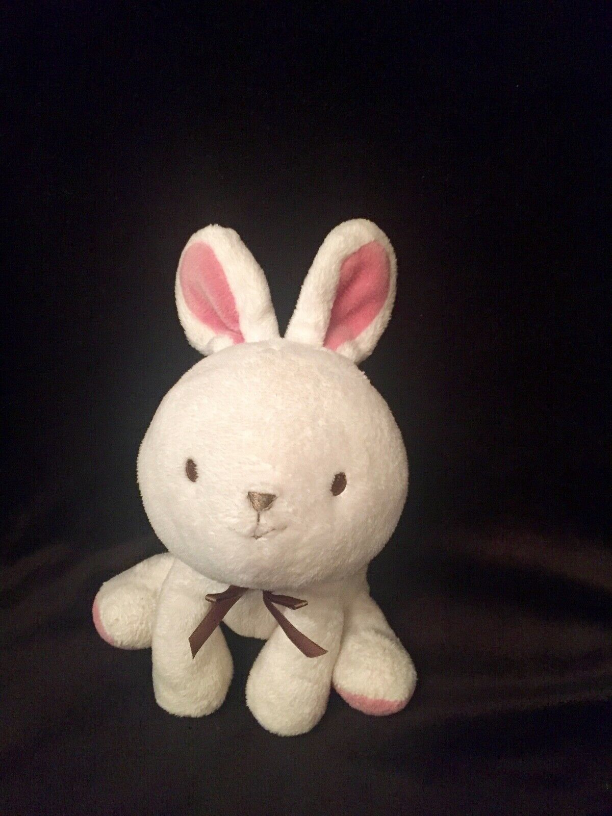 Primary image for White Pink Bunny Brown bow Plush Stuffed Lovey Baby Toy CHILD OF MINE 