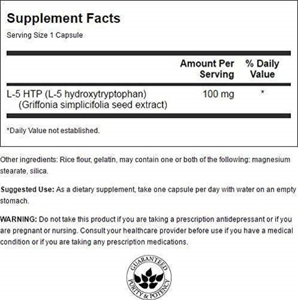 Swanson Amino Acid 5-Htp Extra Strength 100 Milligrams 60 Capsules