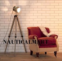 NauticalMart Tourist Searchlight With Wooden Tripod Floor Lamp 