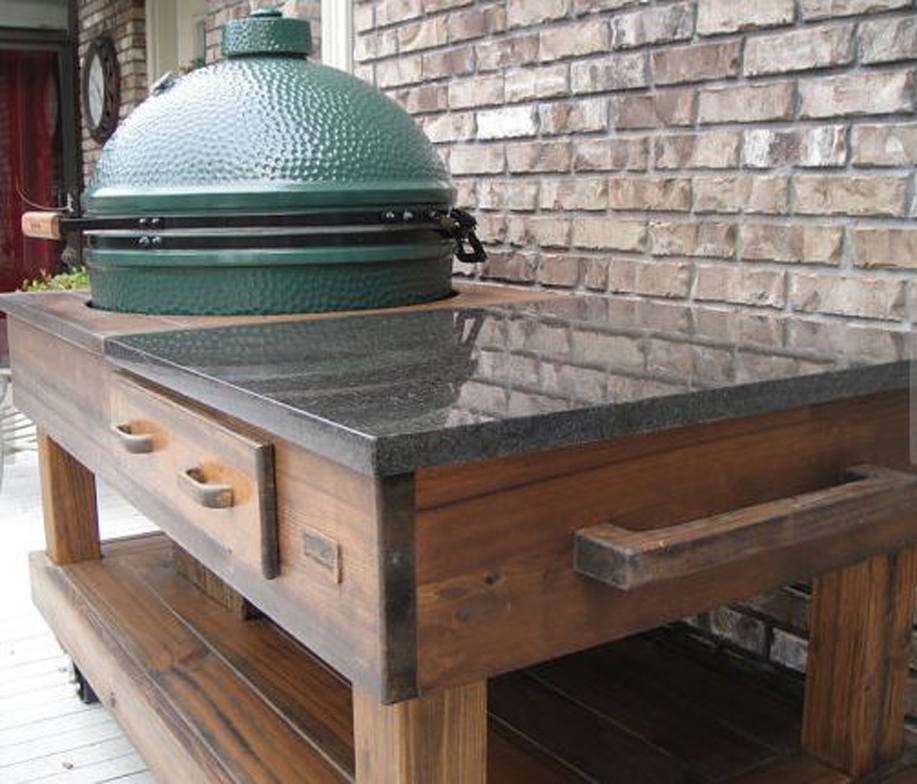 Big Green Egg Table Cypress with Drawer For A Medium Green Egg, Primo