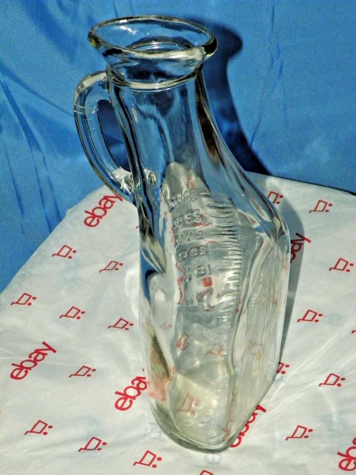 GLASCO GLASS HOSPITAL UNISEX URINAL BOTTLE WITH OFFSET HANDLE EMBOSSED