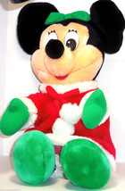 Disney Minnie Mouse Christmas Plush Toy 16" Seated Disneyland Theme Parks - $64.95