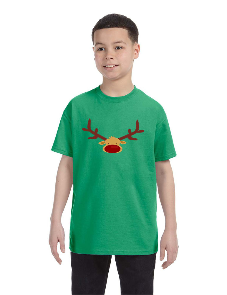 Kids T Shirt Reindeer Face Christmas Shirt Cool Funny Xmas Gift - $10.94
