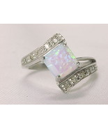 MYSTIC OPAL and 10 Diamond Accents RING in STERLING Silver - Size 6 3/4 - $95.00