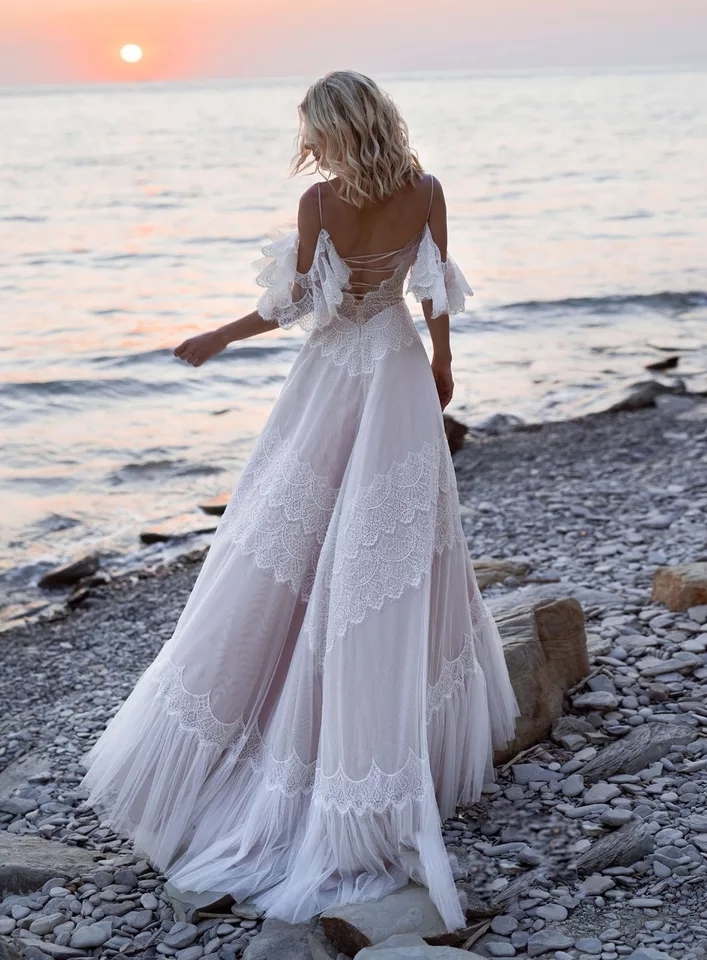 Sexy Boho Romantic Vintage Gypsy Carnaby Hippie Bridal Beach Gown Wedding Dress Wedding Dresses 4943