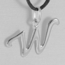 18K WHITE GOLD PENDANT CHARM INITIAL LETTER W, MADE IN ITALY 0.75 INCHES, 19 MM image 1