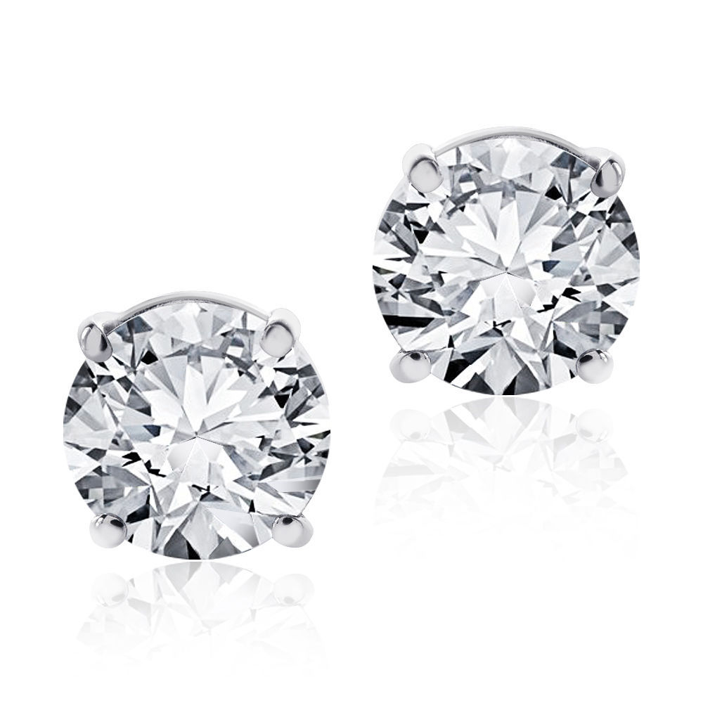 Primary image for 2.00 CT ROUND BRILLIANT CUT SCREWBACK BASKET STUD EARRINGS SOLID 14K WHITE GOLD