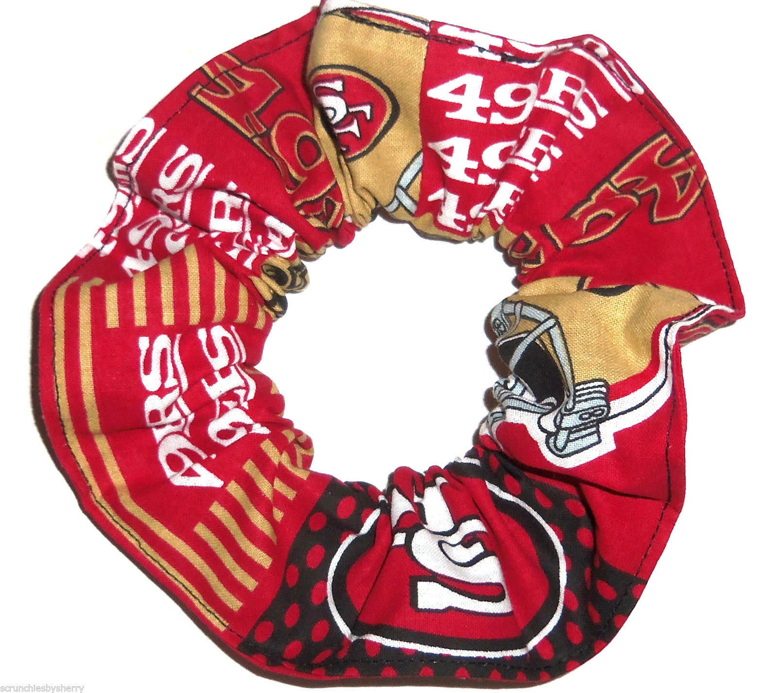 San Francisco 49ers Patches Fabric Hair Scrunchie Scrunchies by Sherry NFL