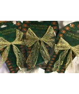 New LOT of 3 holiday Christmas 7&quot; gold lace bows decorating crafts - $1.97