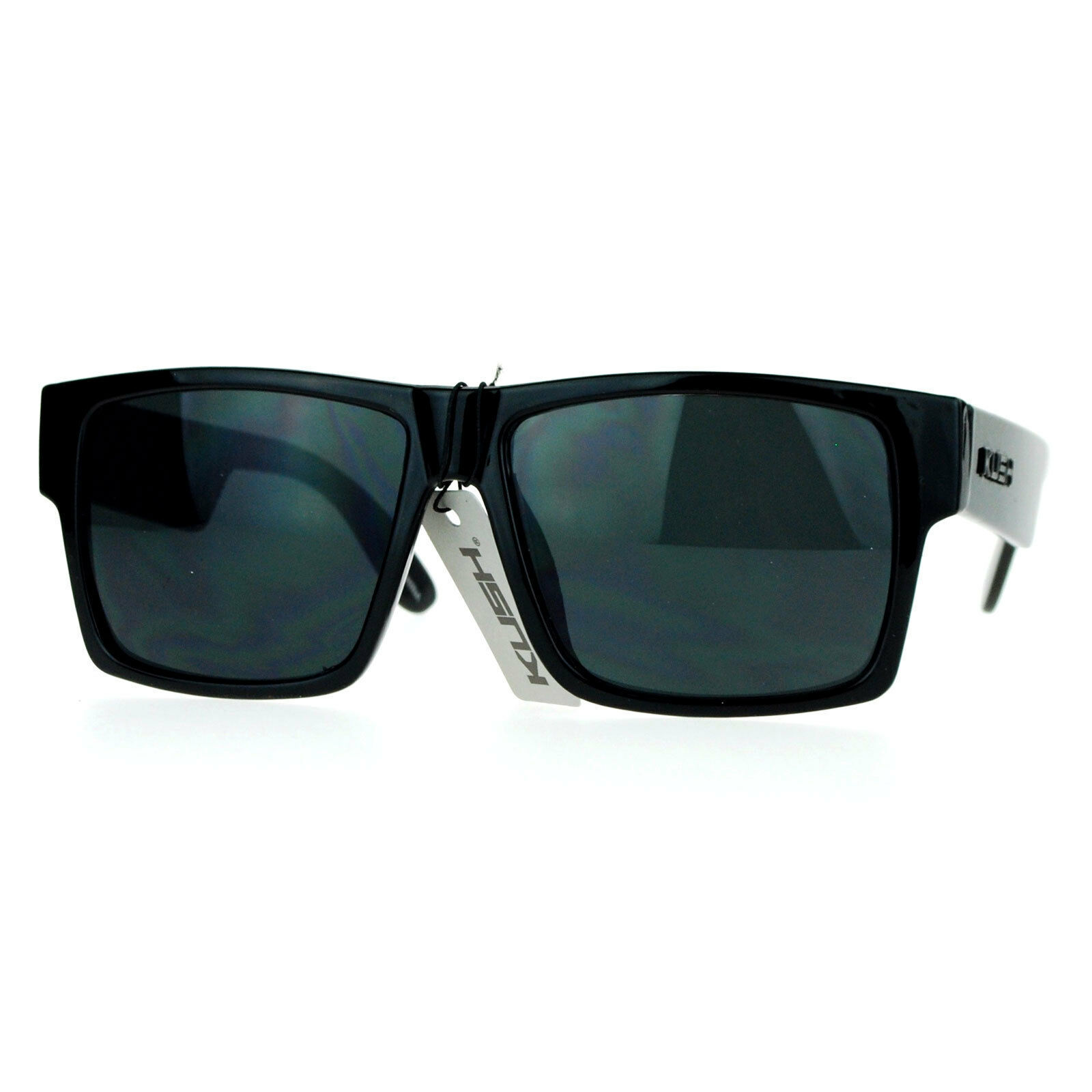 Kush Sunglasses Square Retangular Black Frame Dark Black Lens Uv 400 Sunglasses