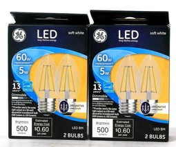2 Boxes GE LED 5w Soft White 500 Lumens Decorative Clear Finish 2 Ct BM Bulbs