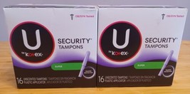 U by Kotex Security Tampons Super Plus Unscented 16 Tampons 2 boxes New - $54.45