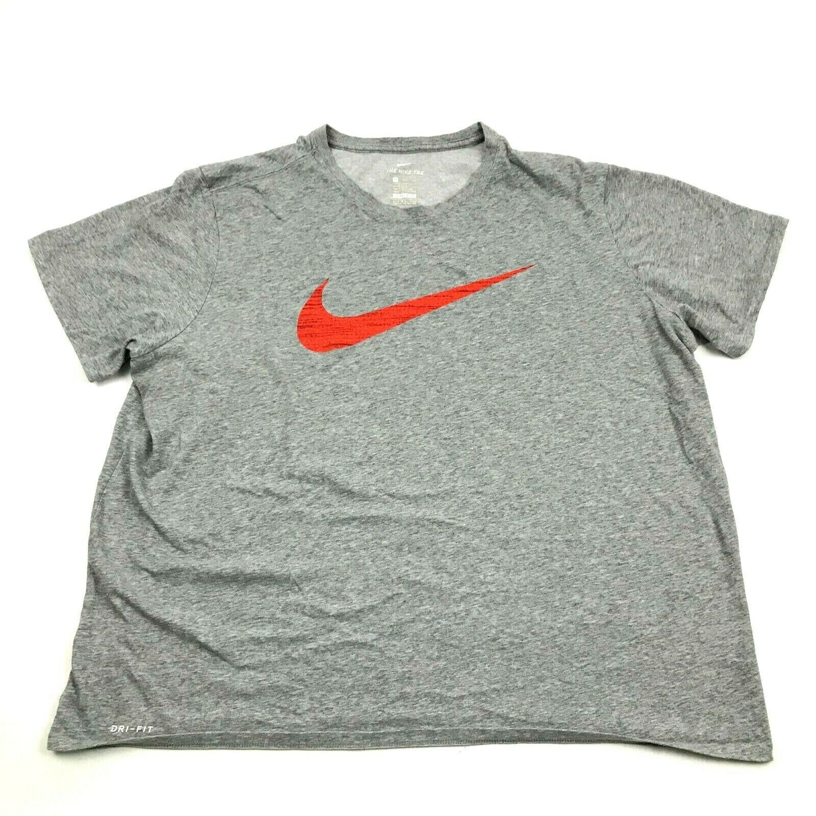 Nike Dry Fit Shirt Mens Size 3XL XXXL Athletic Cut Gray Polycotton ...