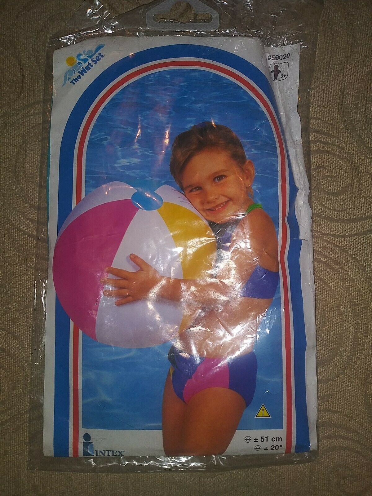 Vintage Intex The Wet Set 20" White Multicolor Glossy Panel Beach Ball 59020 H1 for sale online 