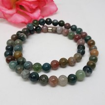 Pink &amp; Green Moss Agate Beaded Necklace 18&quot; 9mm Beads for Crafts or Repair - $16.95