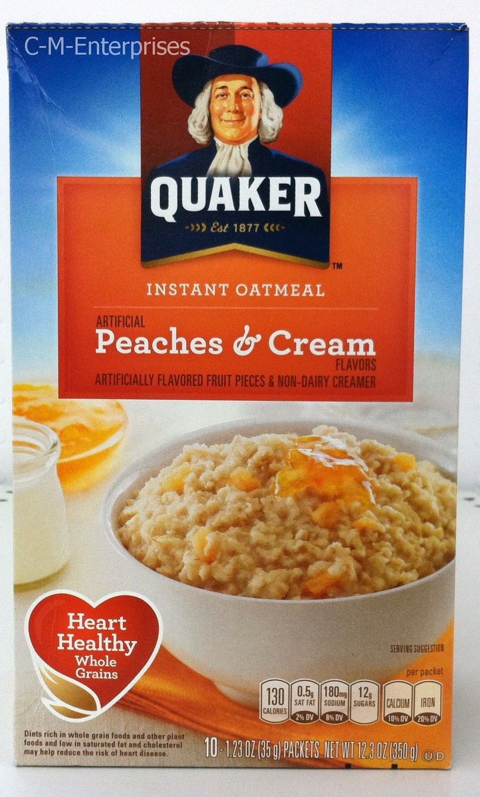 Quaker Peaches & Cream Instant Oatmeal 12.3 oz Hot Cereal Cereals