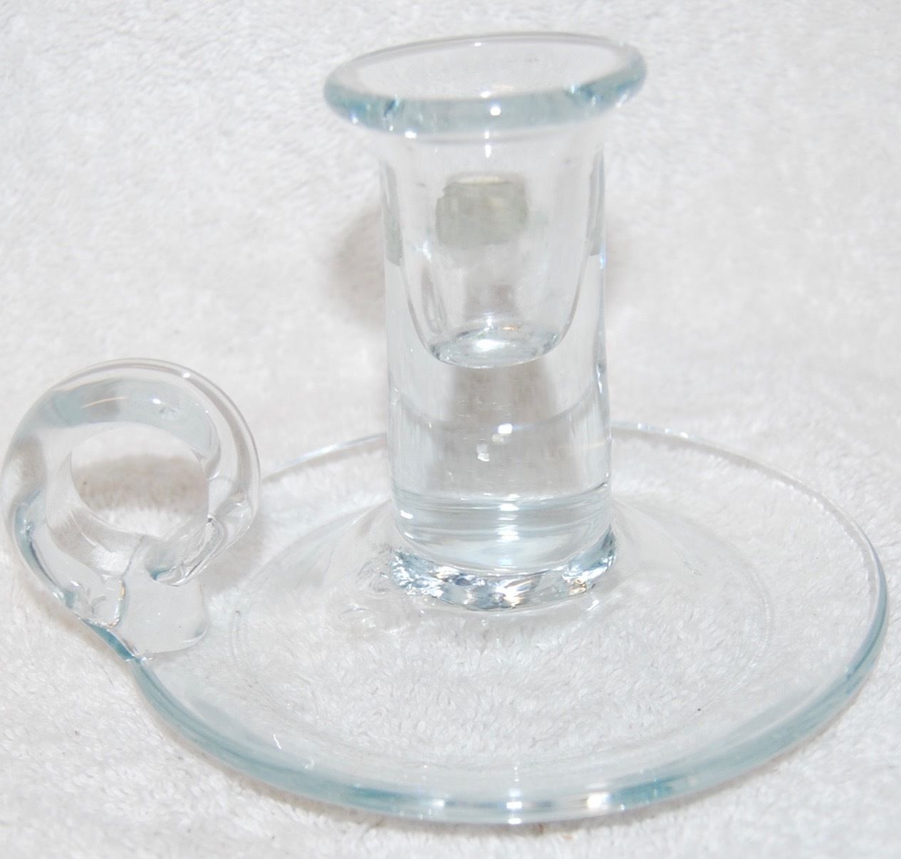 BLENKO CLEAR GLASS HANDCRAFTED FINGER HOLD CANDLE HOLDER Blenko