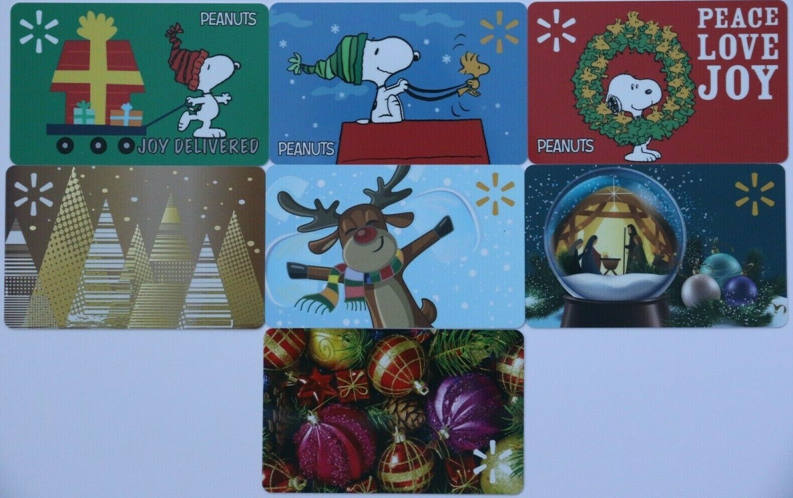 7 Walmart Christmas Gift Card No Value Collectible Cards Peanut Lot Set