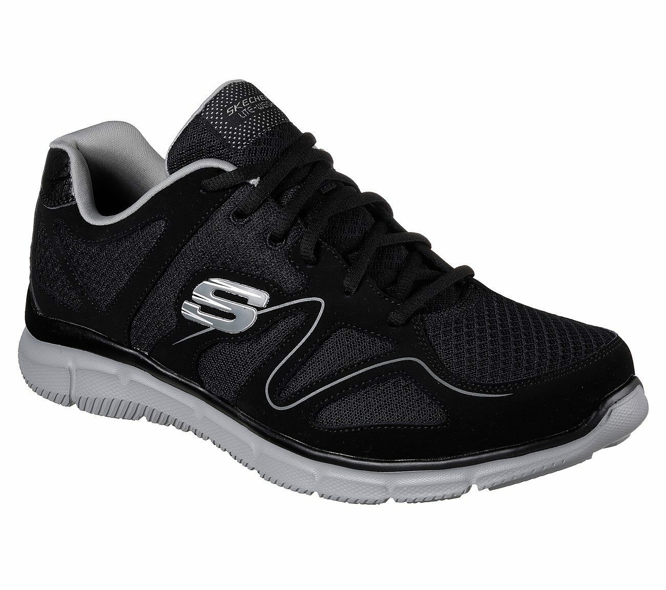 Skechers Black Shoes Men's Wide Fit Comfort Casual Mesh Sport Memory ...