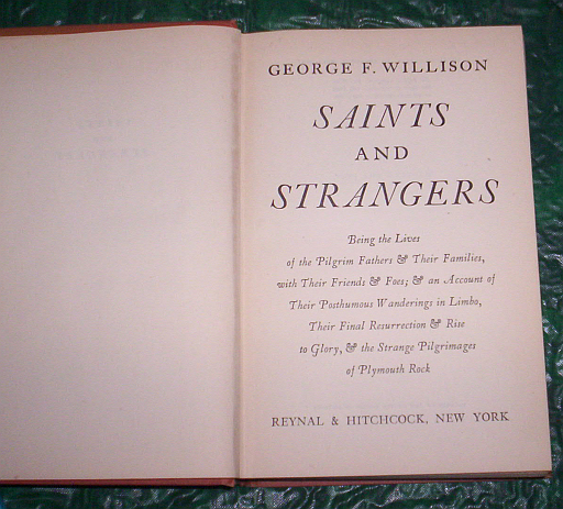 Saints and Strangers by George F. Willison 1945 HB Pilgrims not ...