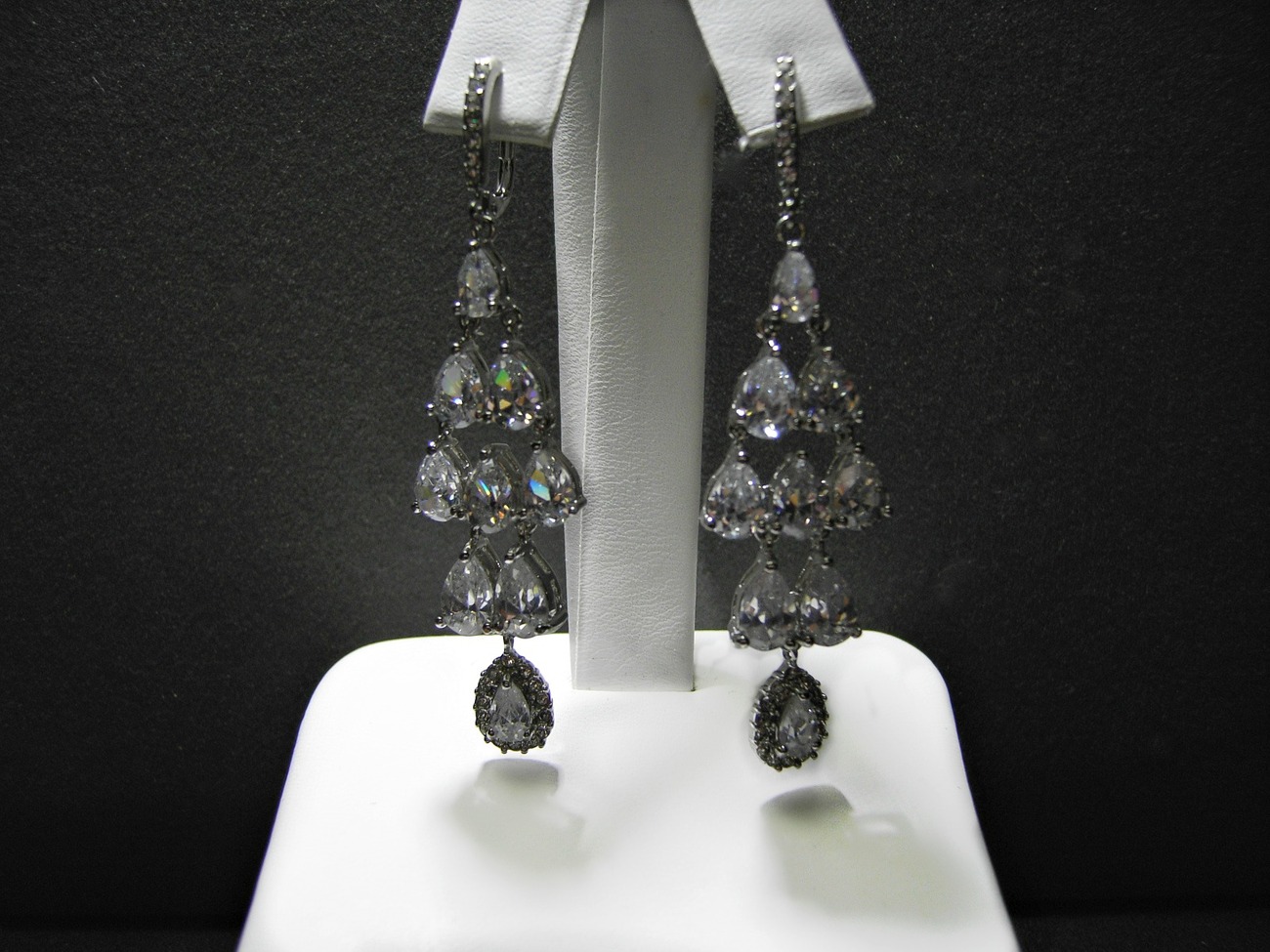 Chandelier Earrings Sterling Silver CZ Dangle Bold Look Wedding Earrings