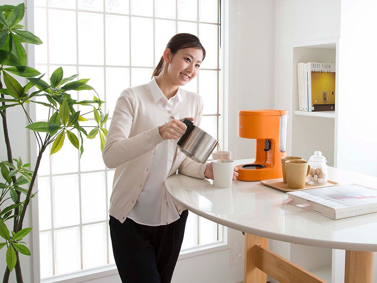 TIGER Coffee Maker For 6 cups Stainless Server Orange FROM JAPAN Tea