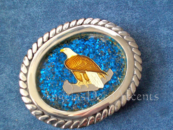 Vintage Eagle Buckle Oval Metal Belt Accessory Hand welded Braided ...