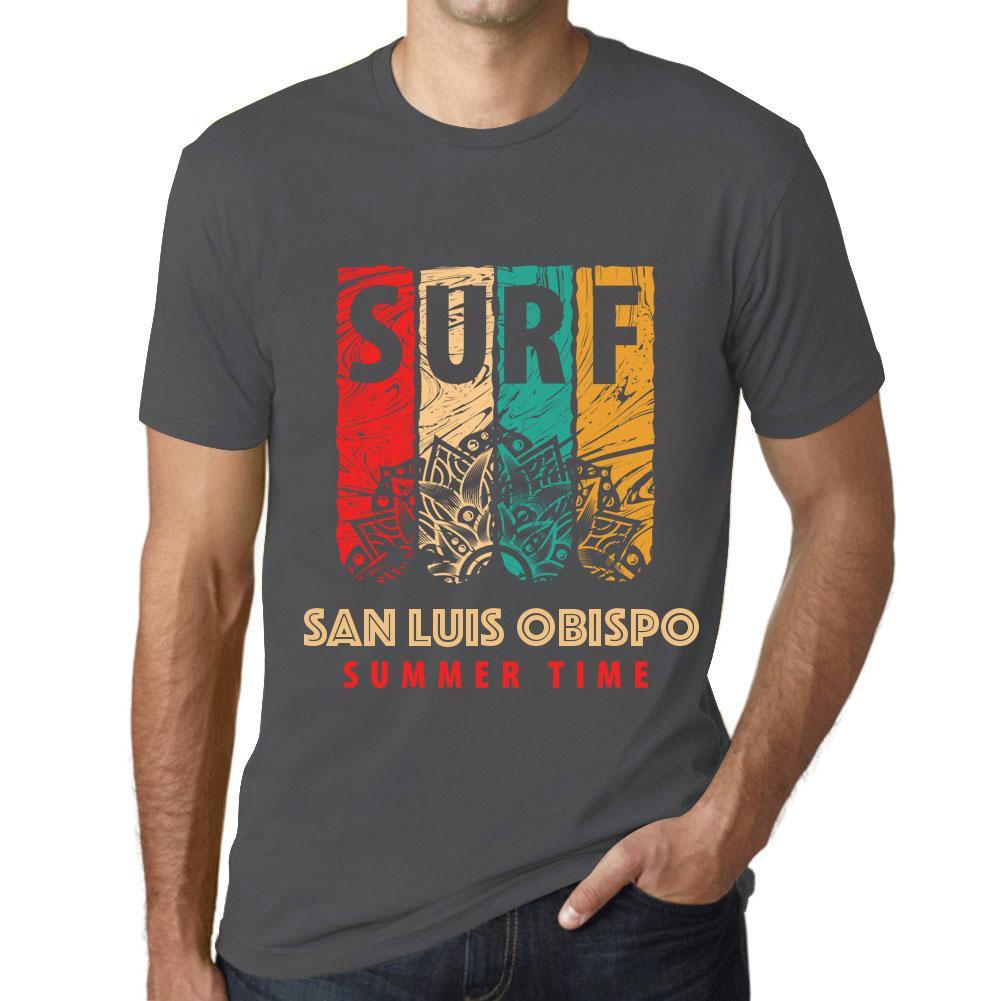 Men’s Graphic T-Shirt Surf Summer Time SAN LUIS OBISPO Mouse Grey