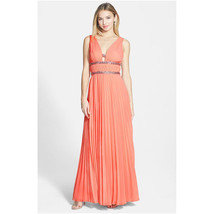 Hailey by Adrianna Papell New Womens Coral Embellished Pleated Chiffon Gown    2 - $129.00