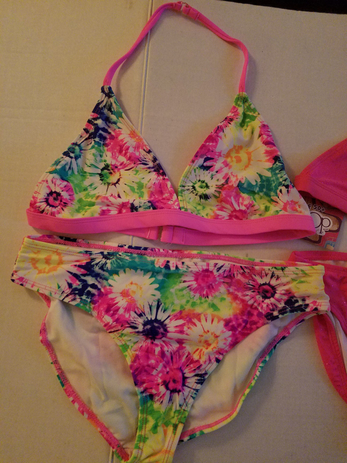 OP Girls Two - Piece Swimsuit Size XL 14/16 NWT Pink Or Floral UPF 50 ...