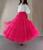 Women A Line Layered Tulle Skirt Outfit Plus Size Full Tiered Ruffle Tulle Skirt image 11