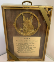 Vintage Newborn Baby Nursery Poem Wall Wood Plaque Angel Gift 6&quot; x 4.5&quot; - $19.99