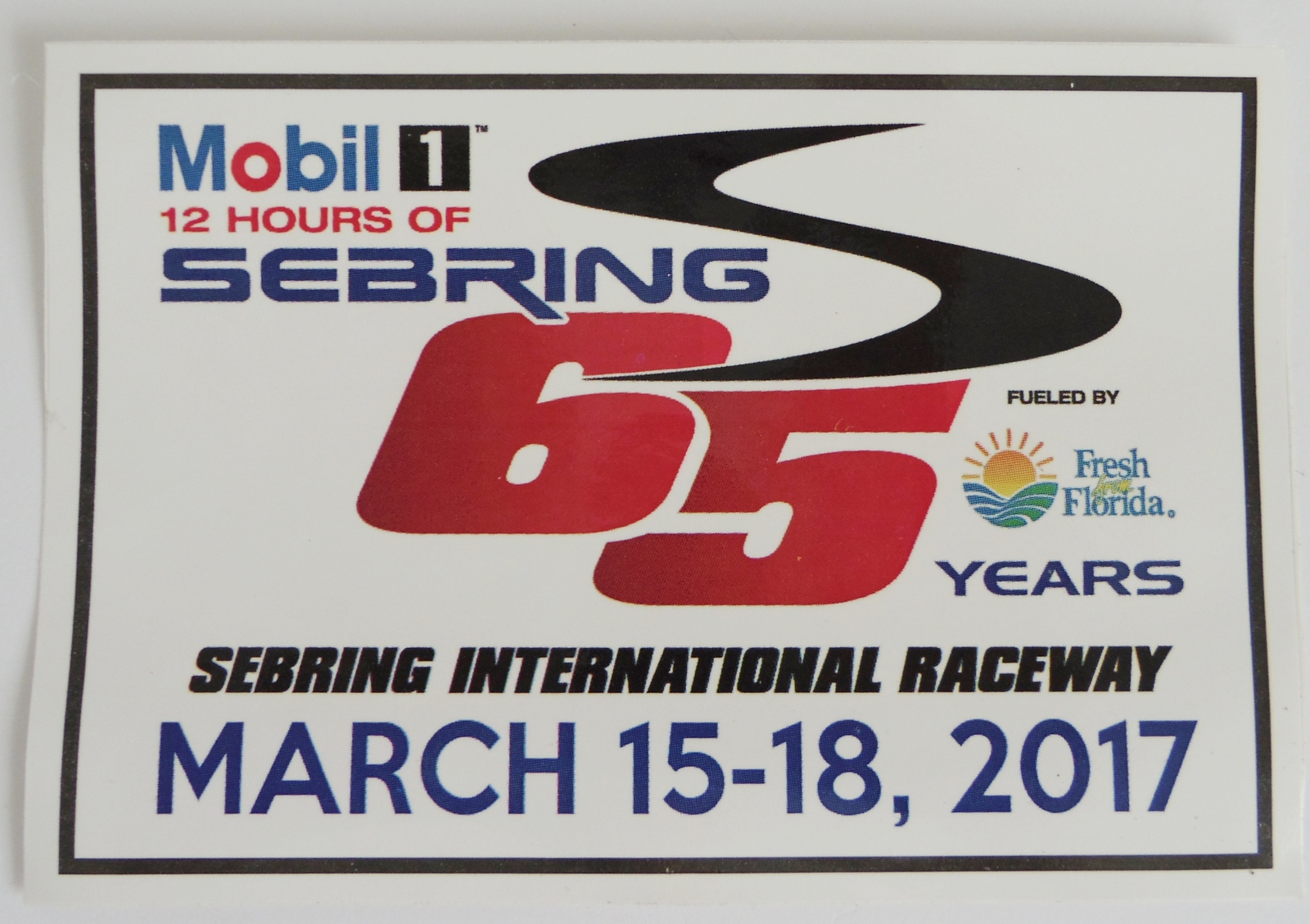2017 Mobil1 12 Hours of Sebring 65 Years Sticker