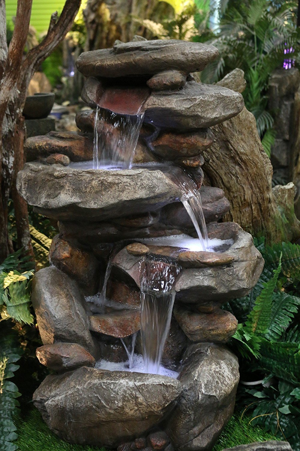 Floor Water Fountain Electric Pump Rock Garden Outdoor ...