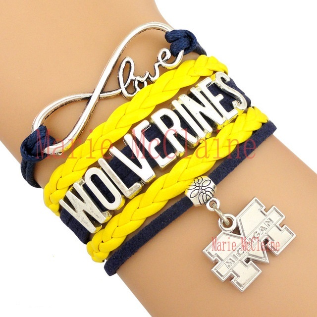 University of Michigan Wolverines Fan Shop Infinity Bracelet Jewelry