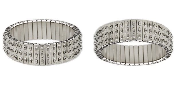 2 Stainless Steel CHA-CHA ~STRETCH Expansion Bracelets ~ 3 Rows of Loops Triple