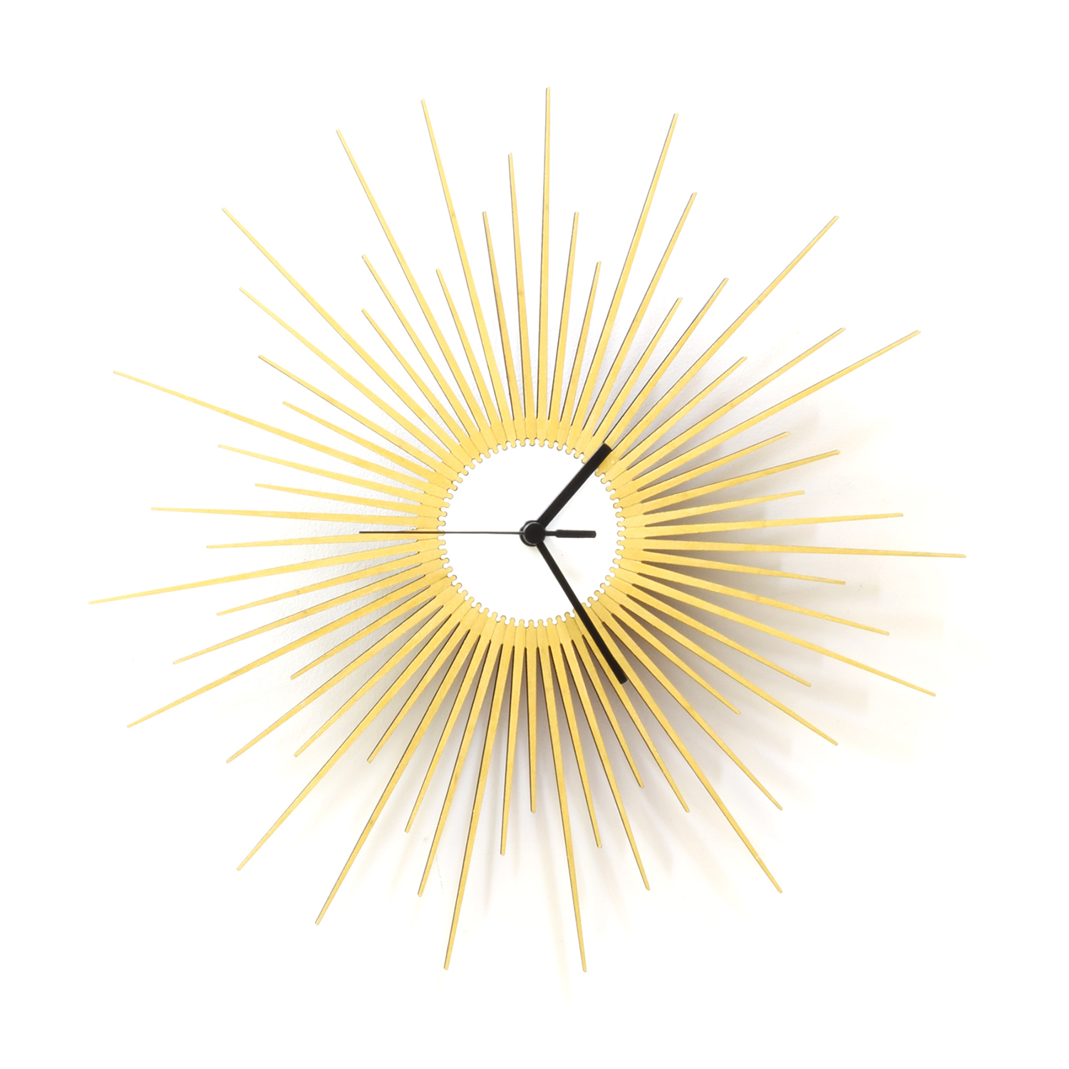 Stylish wooden wall clock with glistening golden paint - The Big Bang